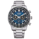 Ρολόι Citizen Eco-Drive CA4500-91L με Ασημί Μπρασελέ και Μπλε Καντράν