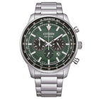 Ρολόι Citizen Eco-Drive CA4500-91X με Ασημί Μπρασελέ και Πράσινο Καντράν