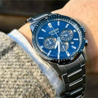 Ρολόι Citizen Eco-Drive CA4624-56L με Ασημί Μπρασελέ και Μπλε Καντράν