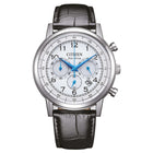 Ρολόι Citizen Eco-Drive CA4630-02A με Μαύρο Δερμάτινο Λουράκι και Λευκό Καντράν
