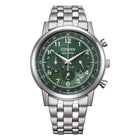 Ρολόι Citizen Eco-Drive CA4630-53X με Ασημί Μπρασελέ και Πράσινο Καντράν
