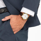 Ανδρικό Ρολόι Citizen Eco-Drive CA7062-15A με Καφέ Δερμάτινο Λουράκι και Λευκό Καντράν