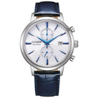 Ρολόι Citizen Eco-Drive CA7069-16A με Μπλε Δερμάτινο Λουράκι και Λευκό Καντράν