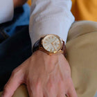 Ανδρικό Ρολόι Citizen Automatic NH8393-05AE με Καφέ Δερμάτινο Λουράκι & Λευκό Καντράν