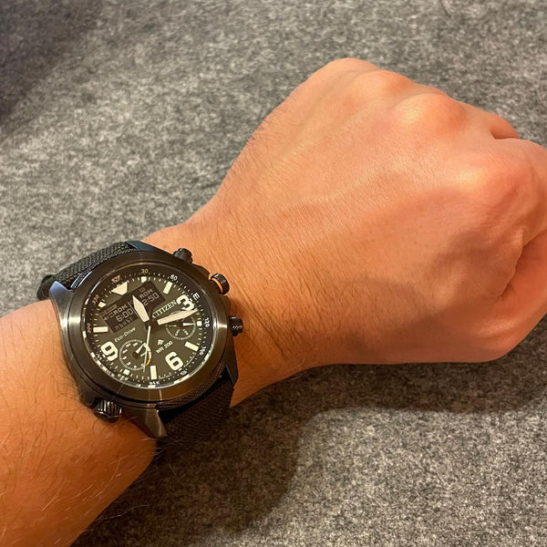 Ανδρικό Ρολόι Citizen Promaster Land Eco-Drive JV1005-02W Ψηφιακό-Αναλογικό με Πράσινο Nylon Λουράκι