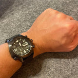 Ανδρικό ρολόι Citizen Promaster Land JV1005-02W φορεμένο στον καρπό με πράσινο nylon λουράκι.