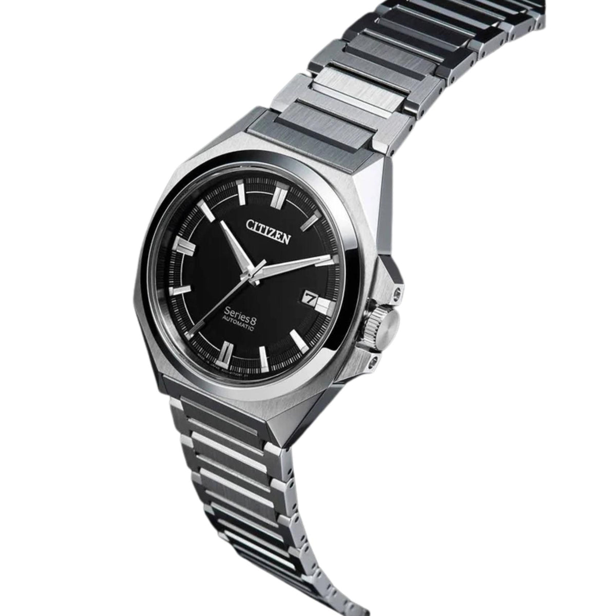 Μαύρο καντράν ρολογιού Citizen Series 8 NB6010-81E διαμέτρου 40mm με ένδειξη ημερομηνίας