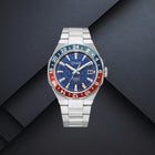 Ανδρικό Ρολόι Citizen Series 8 GMT NB6030-59L με Ασημί Μπρασελέ & Μπλε Καντράν