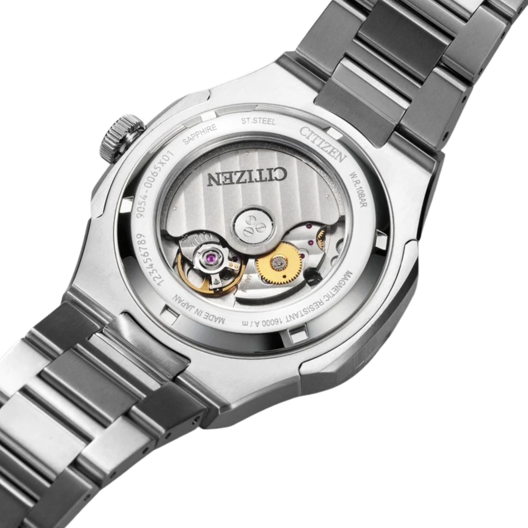 Open back ρολογιού Citizen Series 8 GMT NB6030-59L με ορατό τον αυτόματο μηχανισμό