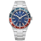Ανδρικό Ρολόι Citizen Series 8 GMT NB6030-59L με Ασημί Μπρασελέ & Μπλε Καντράν