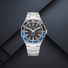Ανδρικό Ρολόι Citizen Series 8 GMT NB6031-56E με Ασημί Μπρασελέ & Μαύρο Καντράν