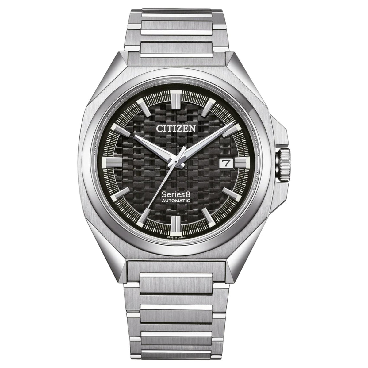 Ανδρικό ρολόι Citizen Series 8 NB6050-51E με ασημί μπρασελέ και μαύρο καντράν