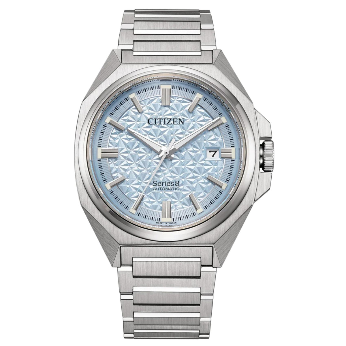 Ανδρικό ρολόι Citizen Series 8 NB6051-59L με ασημί μπρασελέ και γαλάζιο καντράν