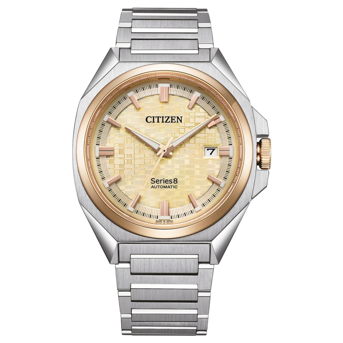 Ανδρικό ρολόι Citizen Series 8 NB6059-57P με ασημί μπρασελέ και σαμπανί καντράν