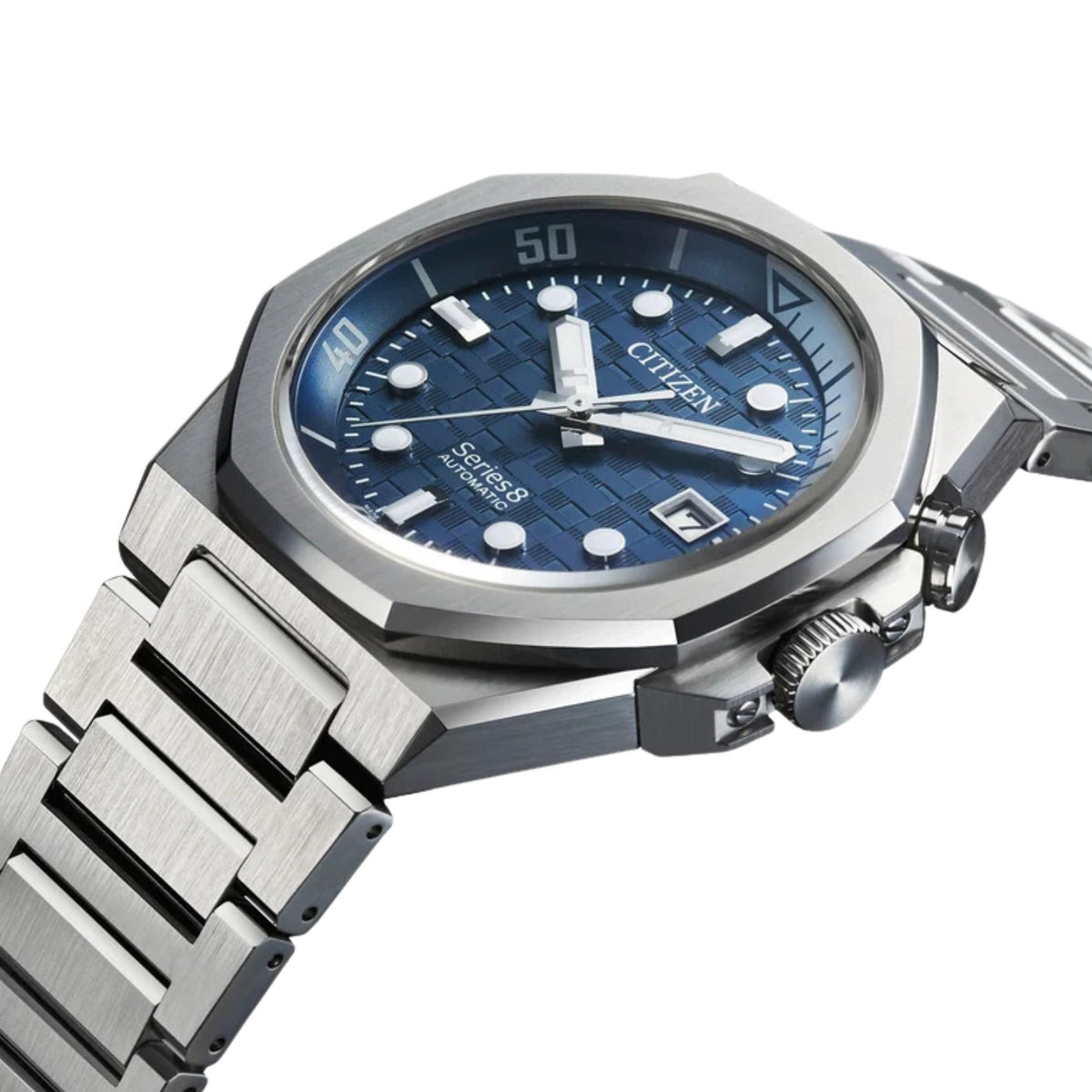 Μπλε καντράν ρολογιού Citizen Series 8 NB6060-58L διαμέτρου 42.6mm με ένδειξη ημερομηνίας