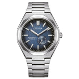 Ανδρικό αυτόματο ρολόι Citizen Super Titanium Zenshin 60 NK5020-58M με μπλε καντράν και ασημί μπρασελέ