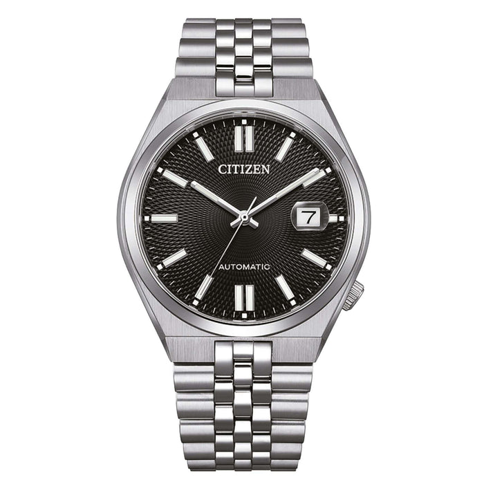 Ανδρικό αυτόματο ρολόι Citizen Tsuyosa 60 NK0020-55E με ασημί μπρασελέ και μαύρο καντράν 40mm με ένδειξη ημερομηνίας.