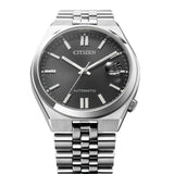 Μαύρο καντράν 40mm του ανδρικού ρολογιού Citizen Tsuyosa 60 NK0020-55E με ένδειξη ημερομηνίας.