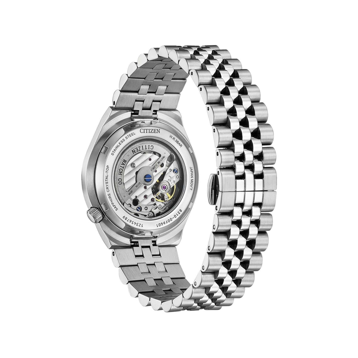 Πίσω όψη open back του ανδρικού ρολογιού Citizen Tsuyosa 60 NK0020-55E με ορατό αυτόματο μηχανισμό Caliber 8310.