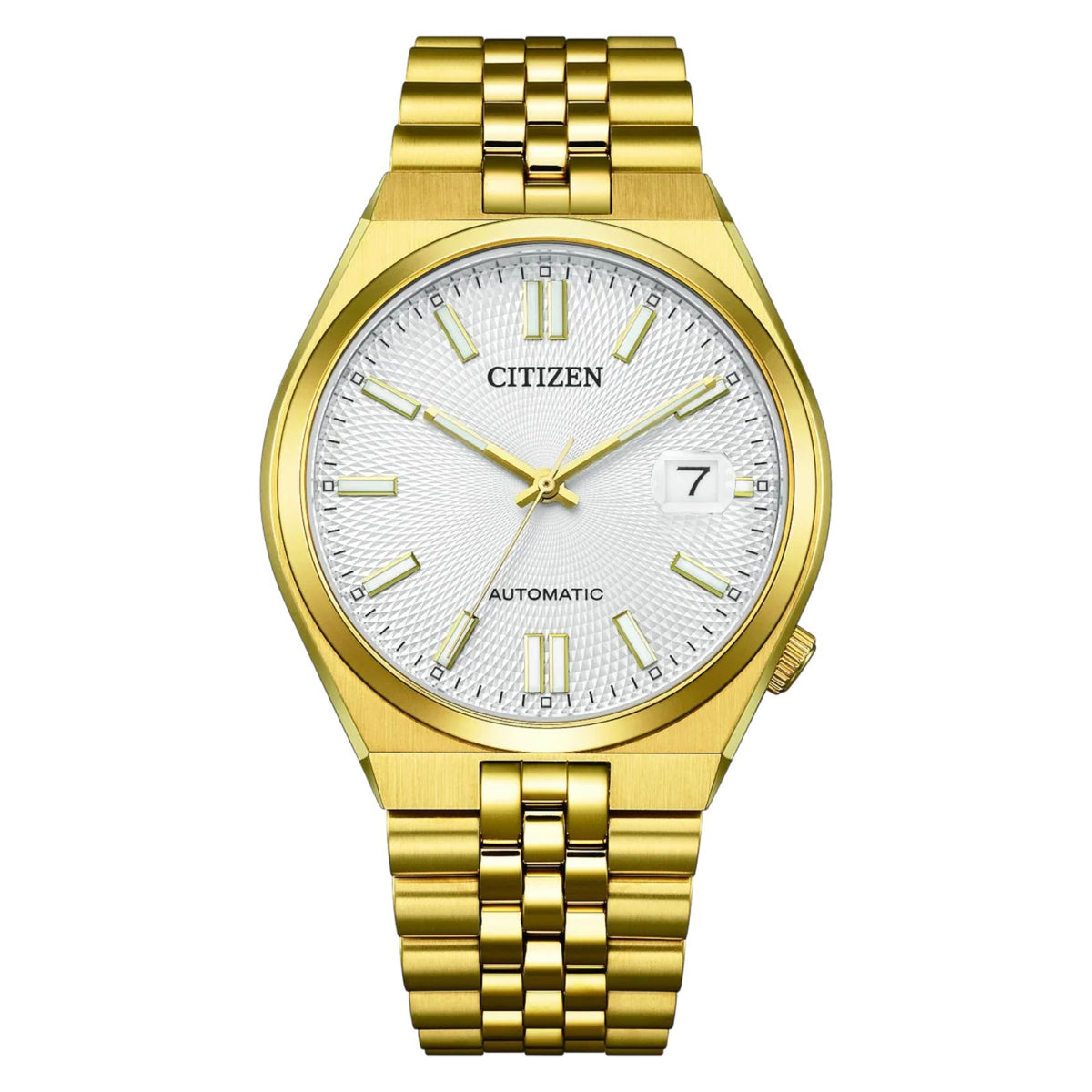 Ανδρικό ρολόι Citizen Tsuyosa 60 NK0022-50A με χρυσό μπρασελέ και λευκό καντράν