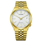 Ανδρικό Ρολόι Citizen Tsuyosa 60 NK0022-50A με Χρυσό Μπρασελέ & Λευκό Καντράν