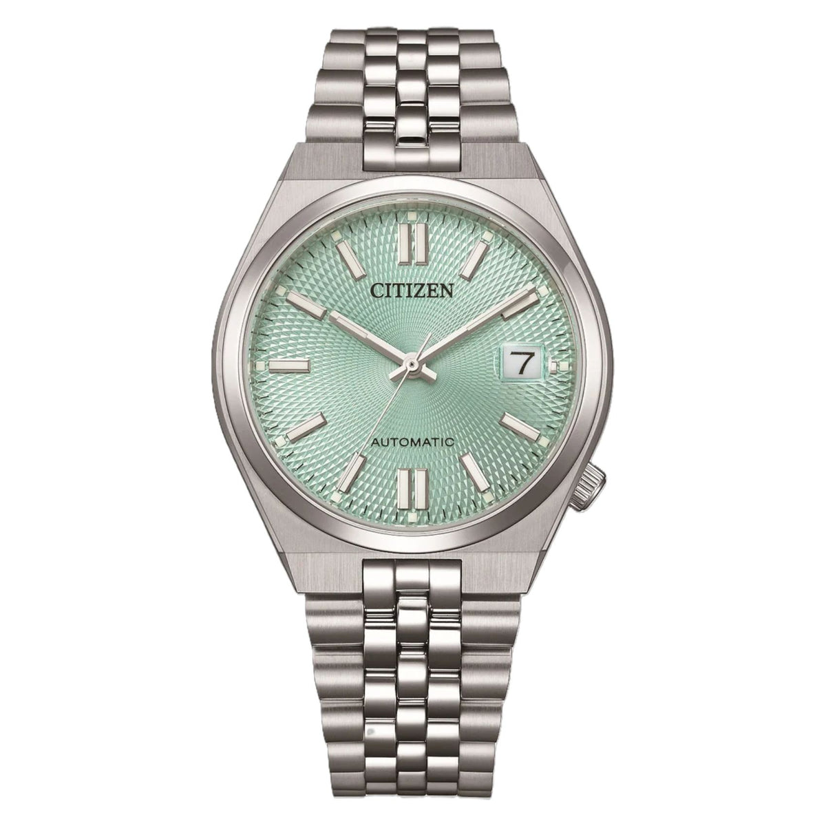 Ανδρικό ρολόι Citizen Tsuyosa 60 NK0030-51X με ασημί μπρασελέ και τιρκουάζ καντράν