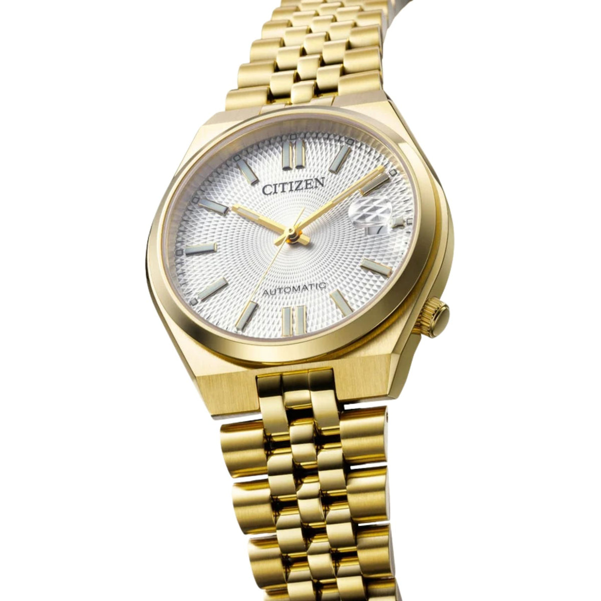 Λευκό καντράν ρολογιού Citizen Tsuyosa 60 NK0032-56A διαμέτρου 37mm με ένδειξη ημερομηνίας
