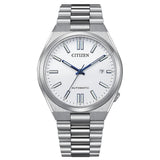 Ανδρικό αυτόματο ρολόι Citizen Tsuyosa NJ0159-86A με ασημί μπρασελέ και λευκό καντράν 40mm με ένδειξη ημερομηνίας.