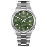 Ανδρικό αυτόματο ρολόι Citizen Tsuyosa NJ0159-86X με ασημί μπρασελέ και πράσινο καντράν 40mm με ένδειξη ημερομηνίας.