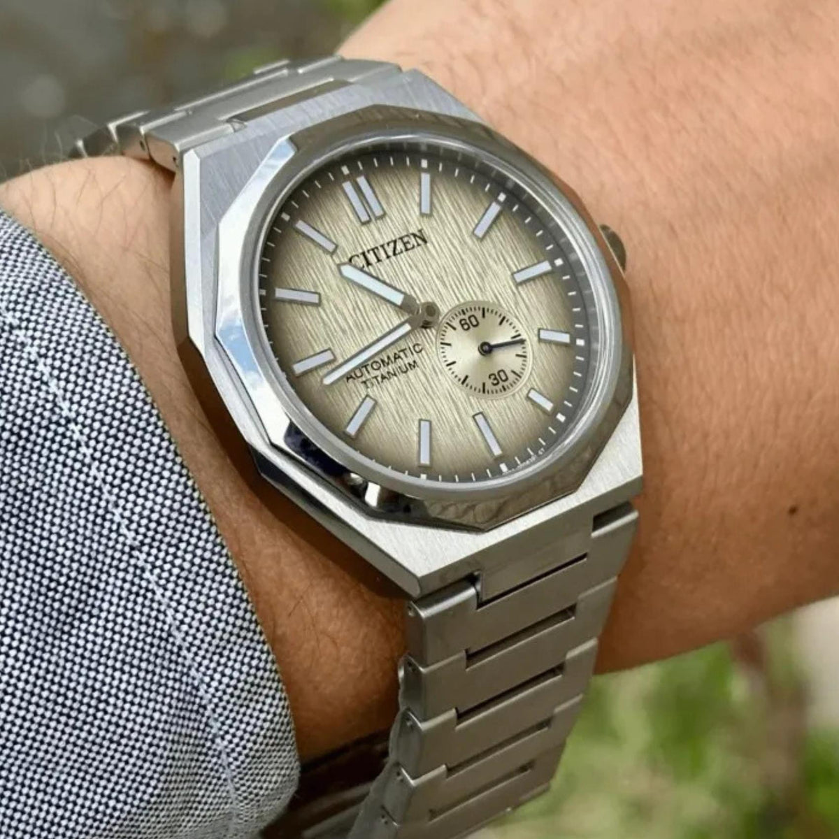 Ρολόι Citizen Super Titanium Zenshin 60 NK5020-58P με Ασημί Μπρασελέ & Χρυσό Καντράν