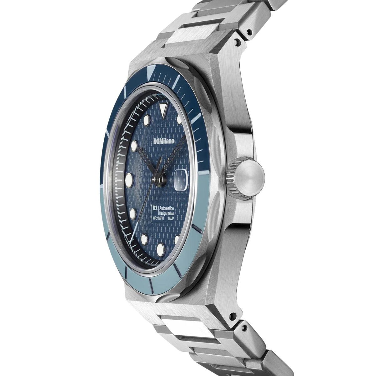 Ασημί ατσάλινο μπρασελέ ρολογιού D1 Milano Automatico Dual Navy D1-ATBJ21