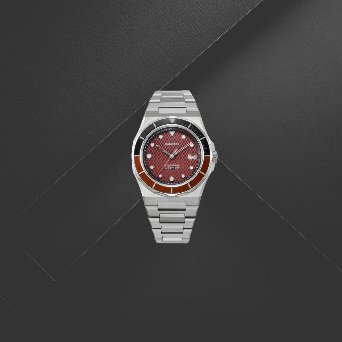 Ανδρικό Ρολόι D1 Milano Automatico Dual Red D1-ATBJ22 Αυτόματο με Ασημί Μπρασελέ & Κόκκινο Καντράν