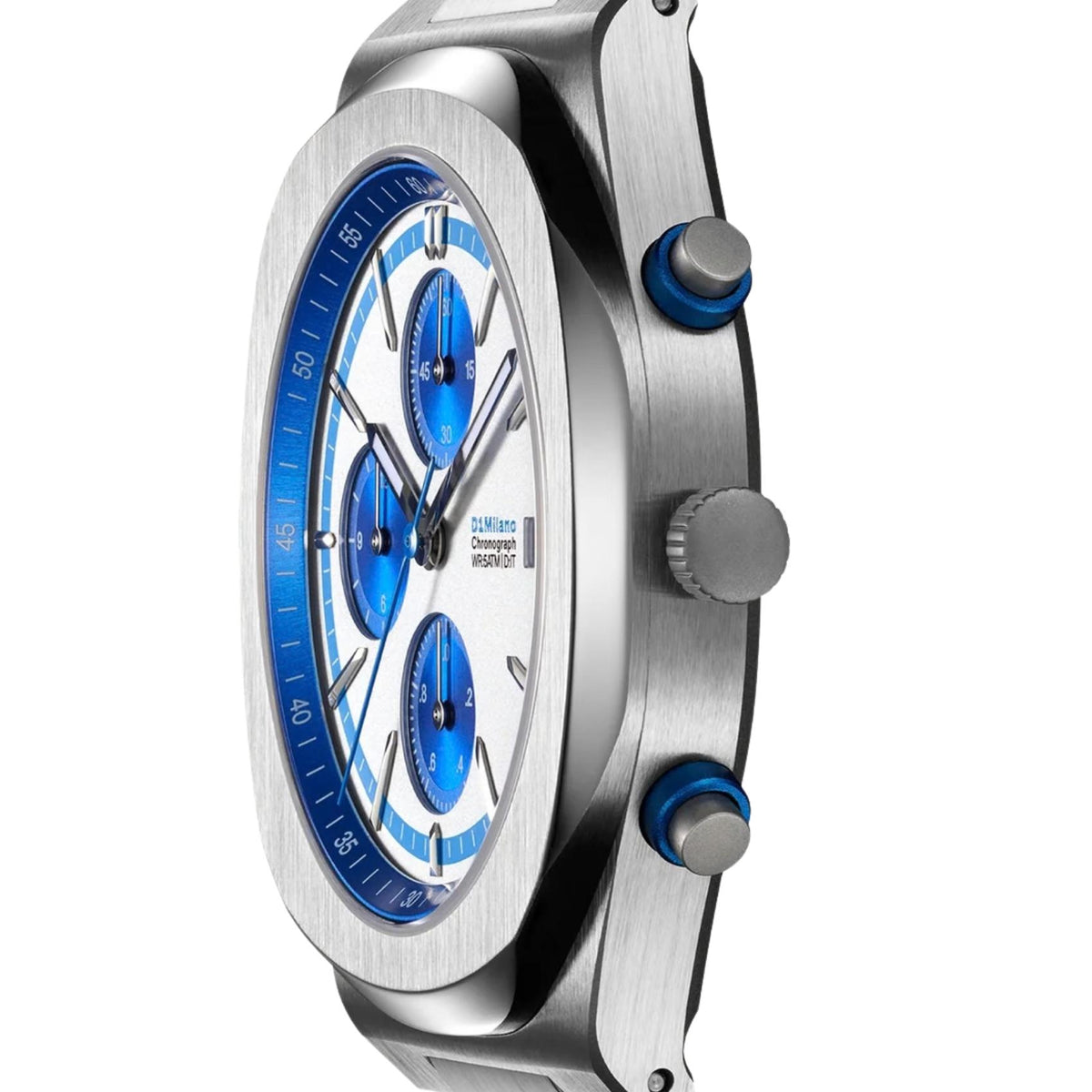 Ασημί ατσάλινο μπρασελέ ρολογιού D1 Milano Chrono D1-CHBJ26