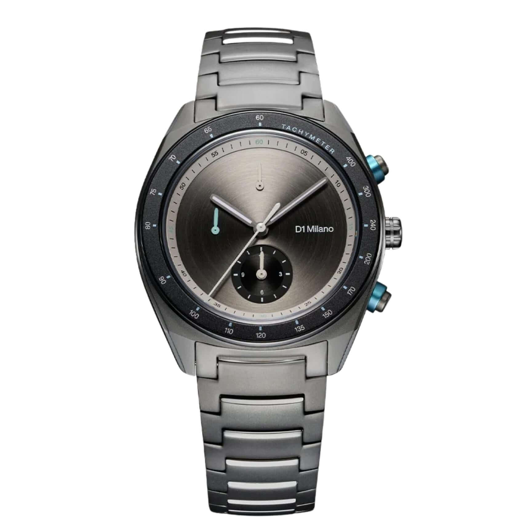 Ανδρικό Ρολόι D1 Milano Essential Chronograph D1-CHBJ21 ανδρικό με μπρασελέ από ανοξείδωτο ατσάλι σε ανθρακί απόχρωση, καντράν ανθρακί Ø40 mm, κάσα από ατσάλι με gun metal φινίρισμα, ζαφείρι κρύσταλλο και μηχανισμό Quartz EPSON YM92.