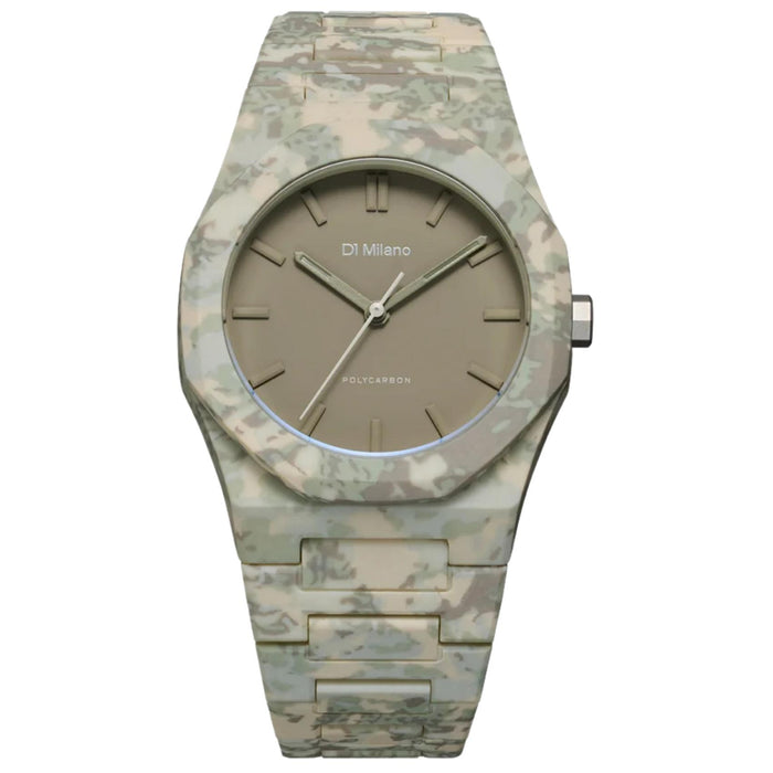 Ανδρικό ρολόι D1 Milano Polycarbon Forest Camo D1-PCBJ38 με camo πολυκαρμπονικό μπρασελέ και κάσα Ø40.5 mm.