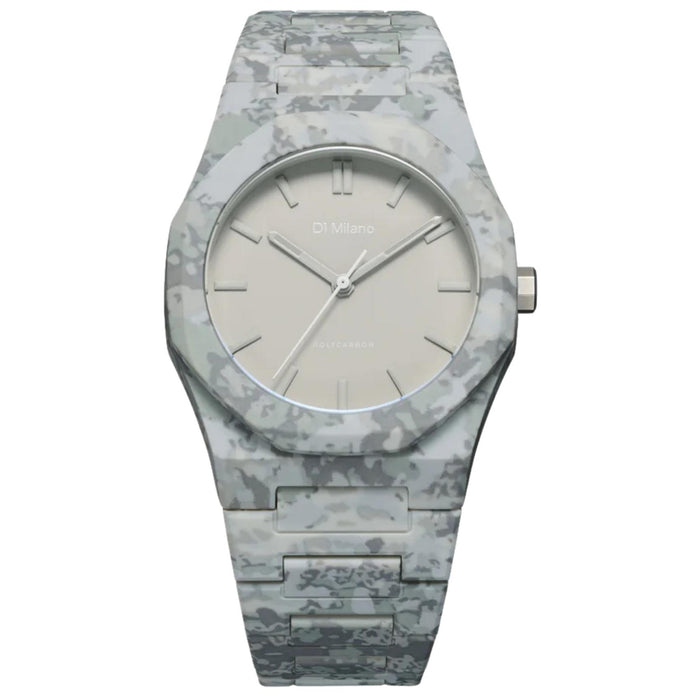 Ανδρικό ρολόι D1 Milano Polycarbon Grey Camo D1-PCBJ37 με grey camo πολυκαρμπονικό μπρασελέ και κάσα Ø40.5 mm
