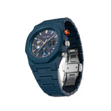 Μπλε soft-touch πολυκαρμπονικό μπρασελέ του D1 Milano D1-PHBJ09 με mat υφή και hidden butterfly clasp.