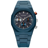 Ανδρικό ρολόι D1 Milano Polychrono Blue D1-PHBJ09 με μπλε soft-touch πολυκαρμπονικό μπρασελέ και κάσα Ø40.5 mm.