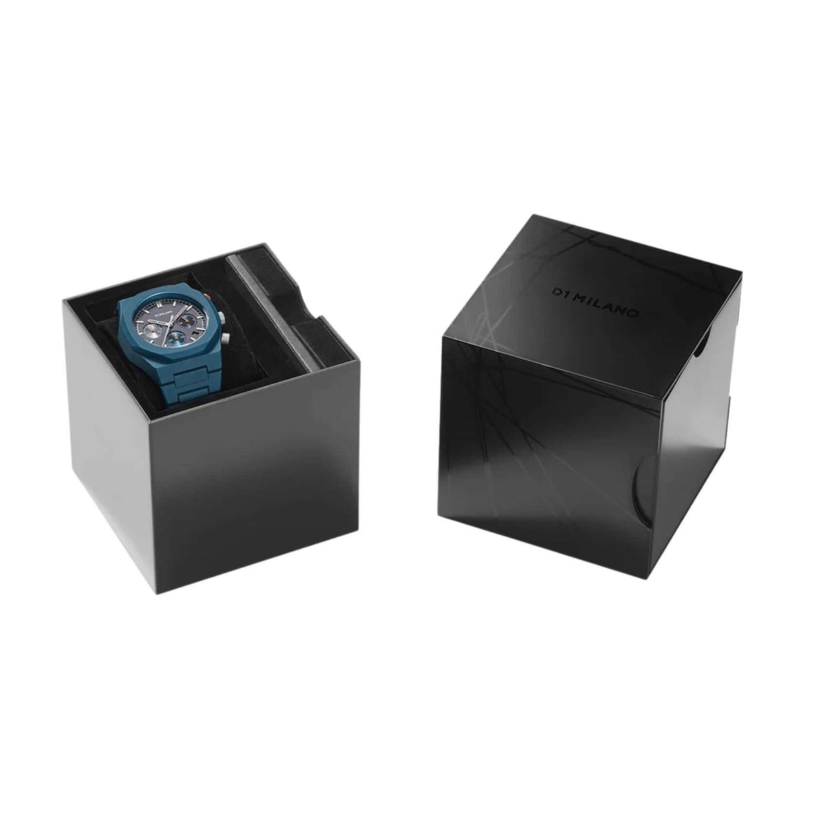 Συσκευασία ανδρικού ρολογιού D1 Milano Polychrono Blue D1-PHBJ09 με επίσημο κουτί και πιστοποιητικό γνησιότητας.