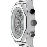 Κοντινό στο διάφανο sketch καντράν του D1 Milano D1-PHBJ13 με ορατά στοιχεία μηχανισμού.