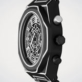 Ανδρικό ρολόι D1 Milano Skeleton Black Sketch D1-PHBJ14 με μαύρο πολυκαρμπονικό μπρασελέ και μαύρο skeleton καντράν 40.5mm, πλαϊνή όψη.