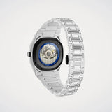 Ανδρικό ρολόι D1 Milano Skeleton White Sketch D1-SKBJ20 με άσπρο ατσάλινο μπρασελέ, άσπρο skeleton καντράν 40.5mm και open back μηχανισμό.