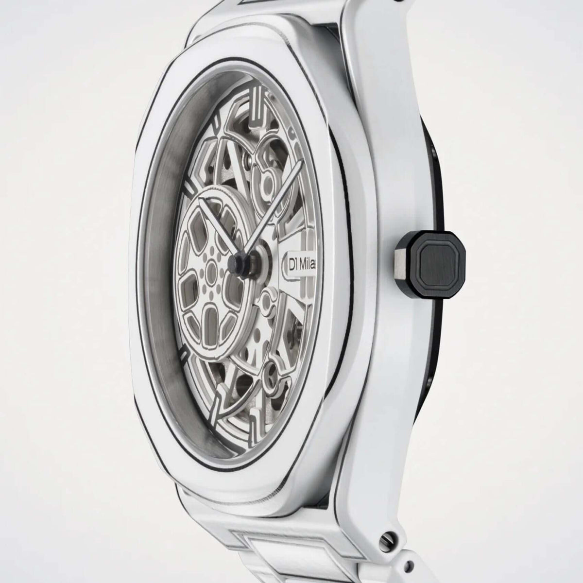 Ανδρικό ρολόι D1 Milano Skeleton White Sketch D1-SKBJ20 με άσπρο ατσάλινο μπρασελέ και άσπρο skeleton καντράν 40.5mm.