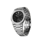 Ρολόι D1 Milano Ultra Thin Groovy Black 39 mm D1-UHBJ01 Με Ασημί Μπρασελέ