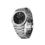 Ασημί ατσάλινο μπρασελέ με rounded links του D1 Milano Ultra Thin Groovy Black D1-UHBJ01.