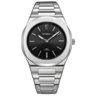 Ρολόι D1 Milano Ultra Thin Groovy Black 39 mm D1-UHBJ01 Με Ασημί Μπρασελέ