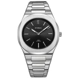 Ανδρικό ρολόι D1 Milano Ultra Thin Groovy Black D1-UHBJ01 με ασημί κάσα και soleil black καντράν Ø39 mm.