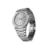 Ασημί ατσάλινο μπρασελέ με rounded links του D1 Milano Ultra Thin 1970 D1-UHBJ02.