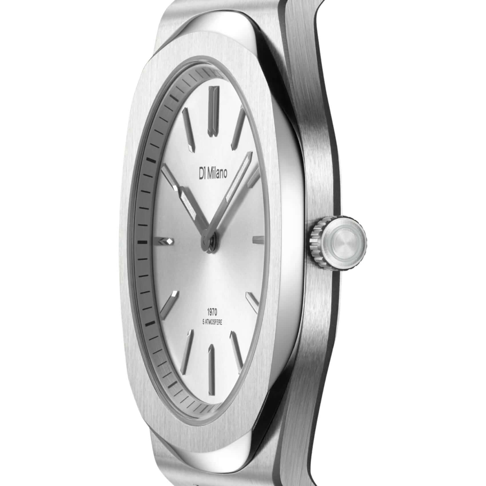 Ρολόι D1 Milano Ultra Thin 1970 Grey 39 mm D1-UHBJ02 Με Ασημί Μπρασελέ, Quartz, 50m-5ΑΤΜ, 39 mm, Ζαφείρι