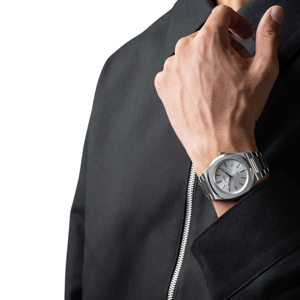 Ρολόι D1 Milano Ultra Thin 1970 Grey D1-UHBJ02 Με Ασημί Μπρασελέ